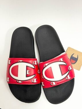 (NEW) Champion SLIDE - IPO Repeat "C" Black/Red - Men Size 7